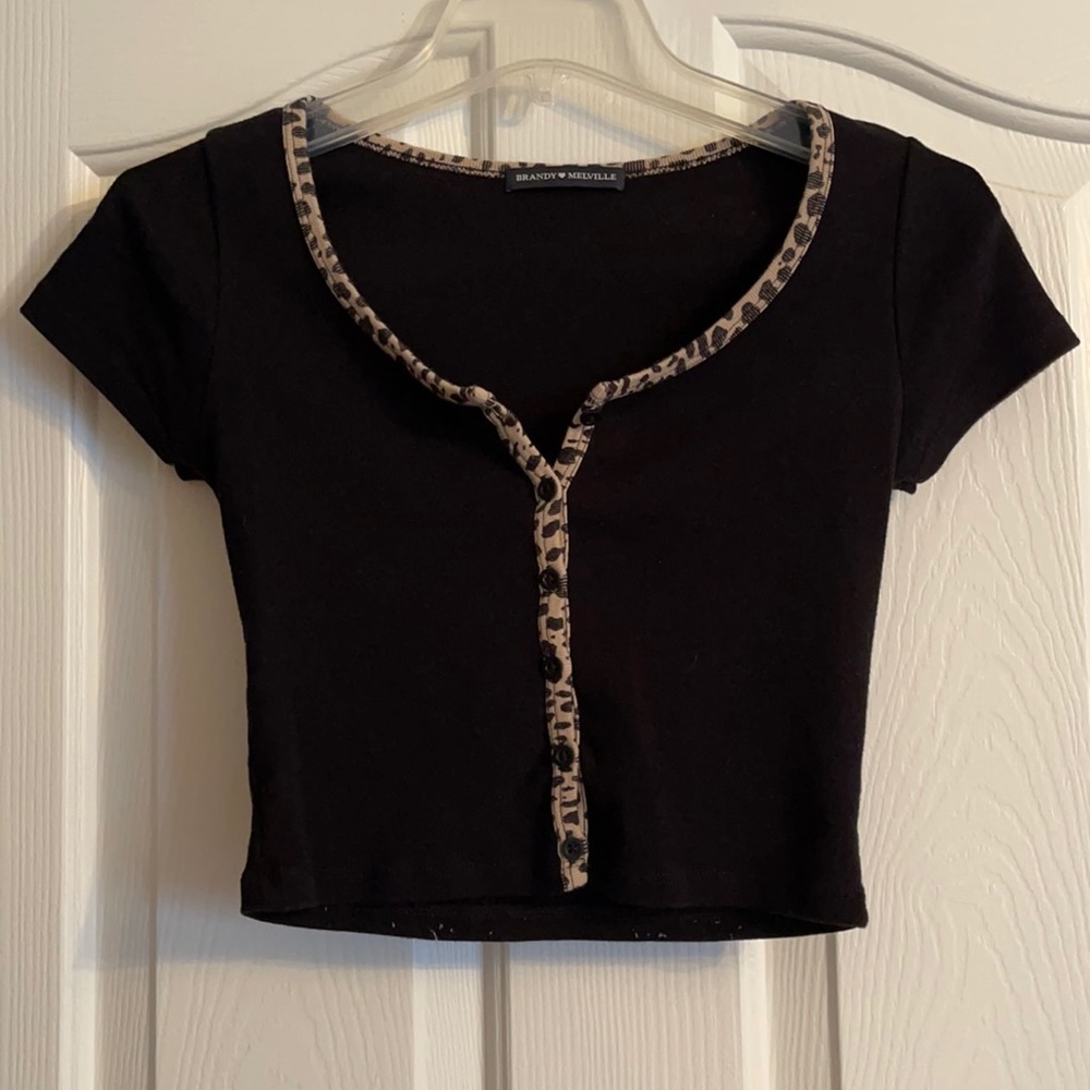 Brandy Melville Black with Cheetah trim
